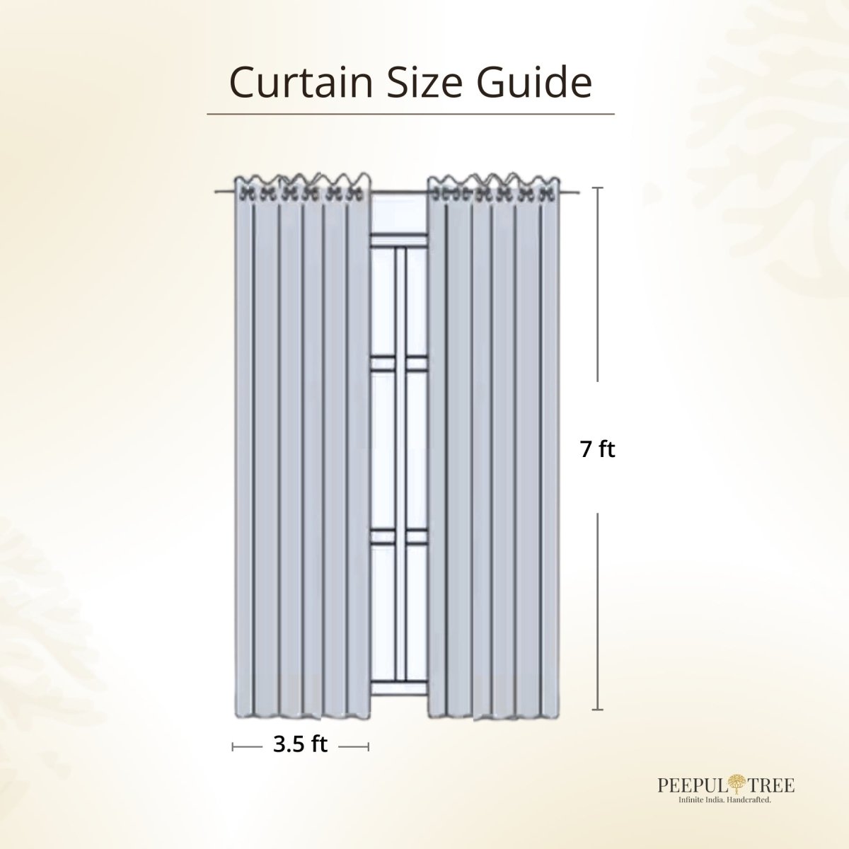 Pure Cotton Sheer and solid Curtains set in Off White and Navy Colours, available in 7ft in set of 3