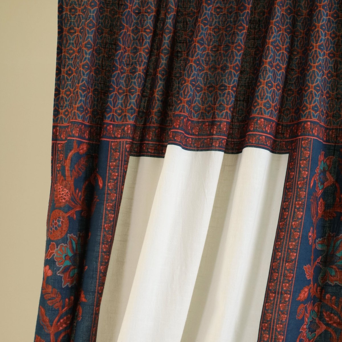 Pure Cotton Opaque Curtains Maroon & Blue | Best curtains for living room