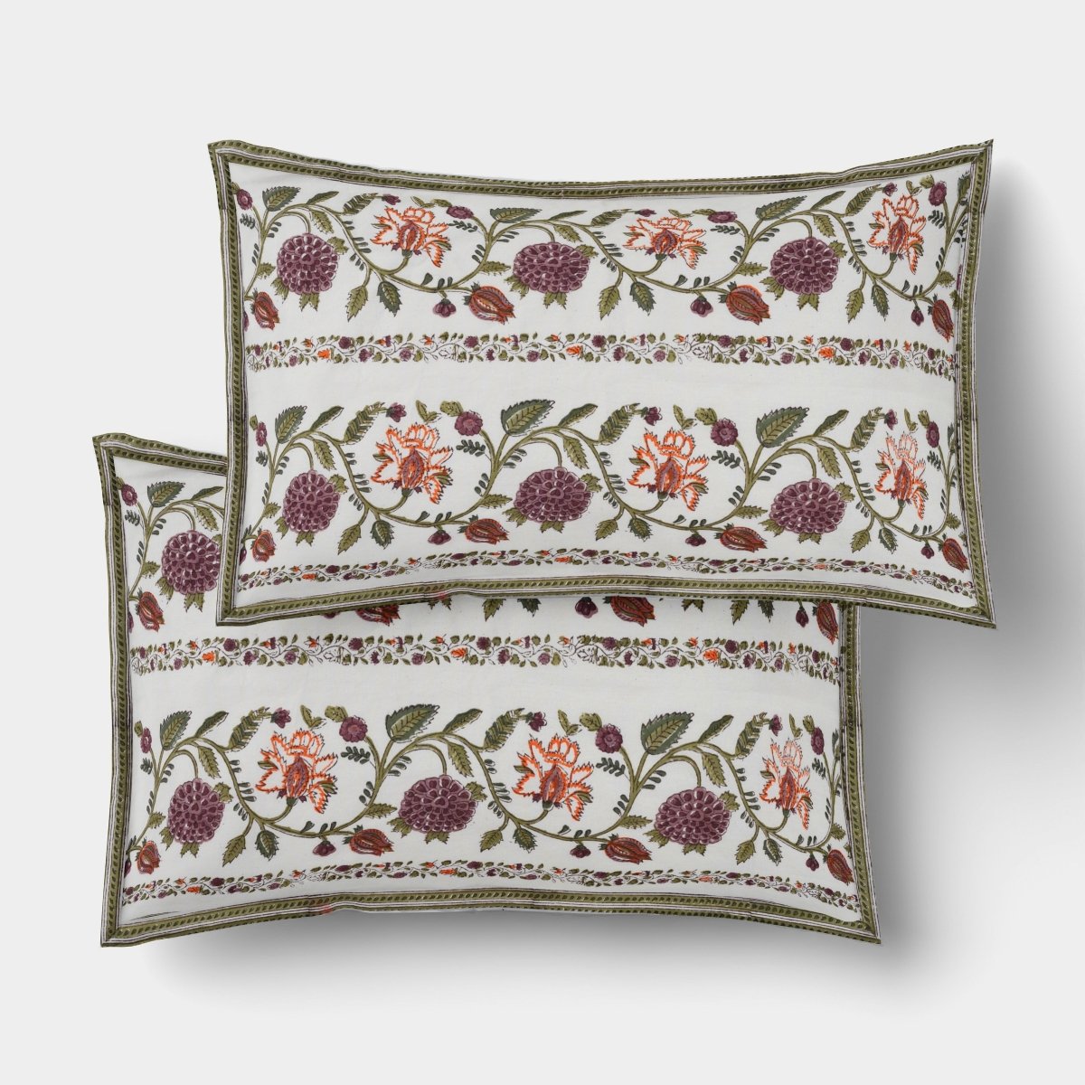 Pure Cotton Double Bed Sheet Set with 2 Pillow Covers shown in a home setup