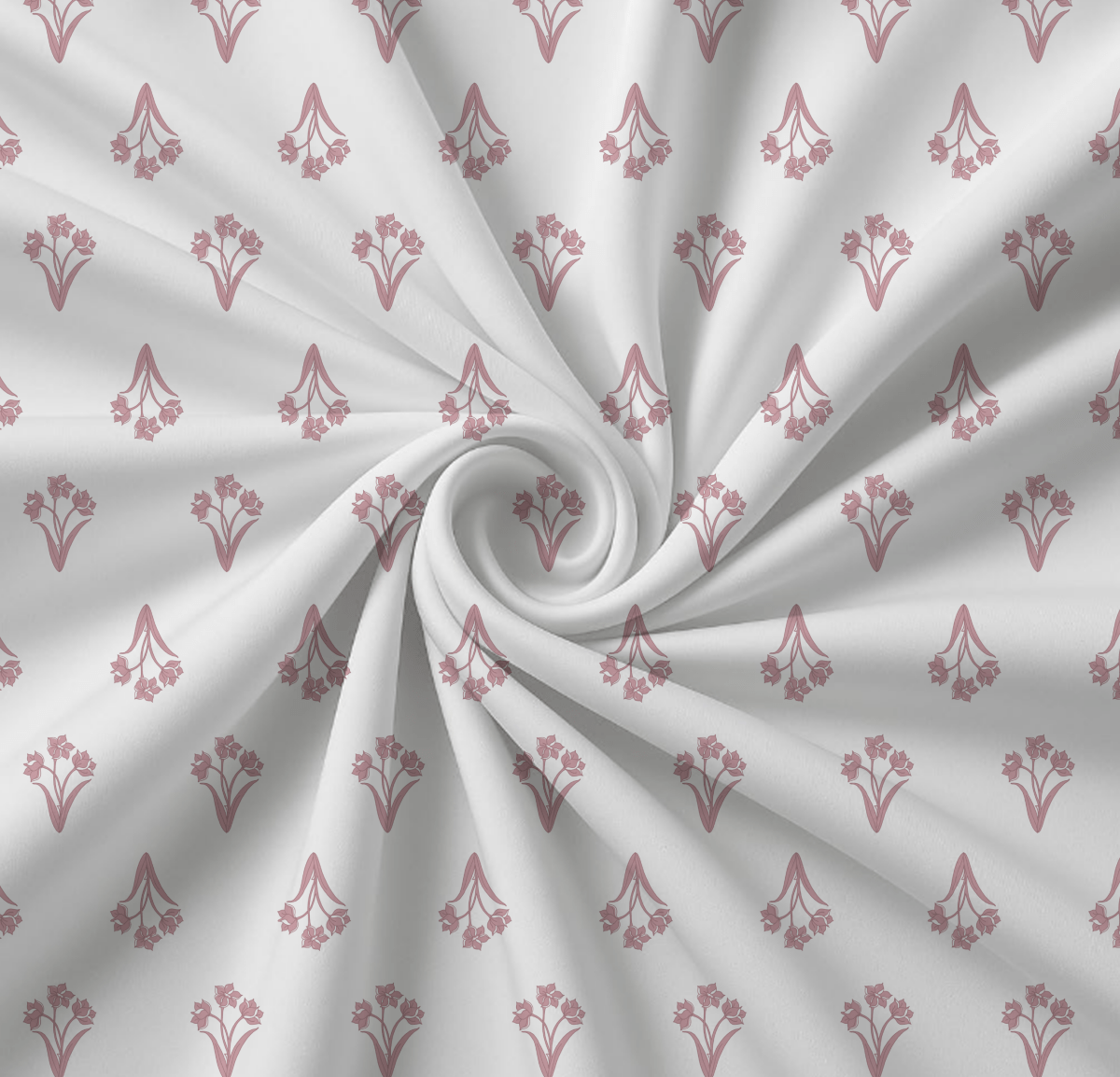 Pink & White Pure Cotton Double Floral Bedsheet | Queen Size | Handprinted