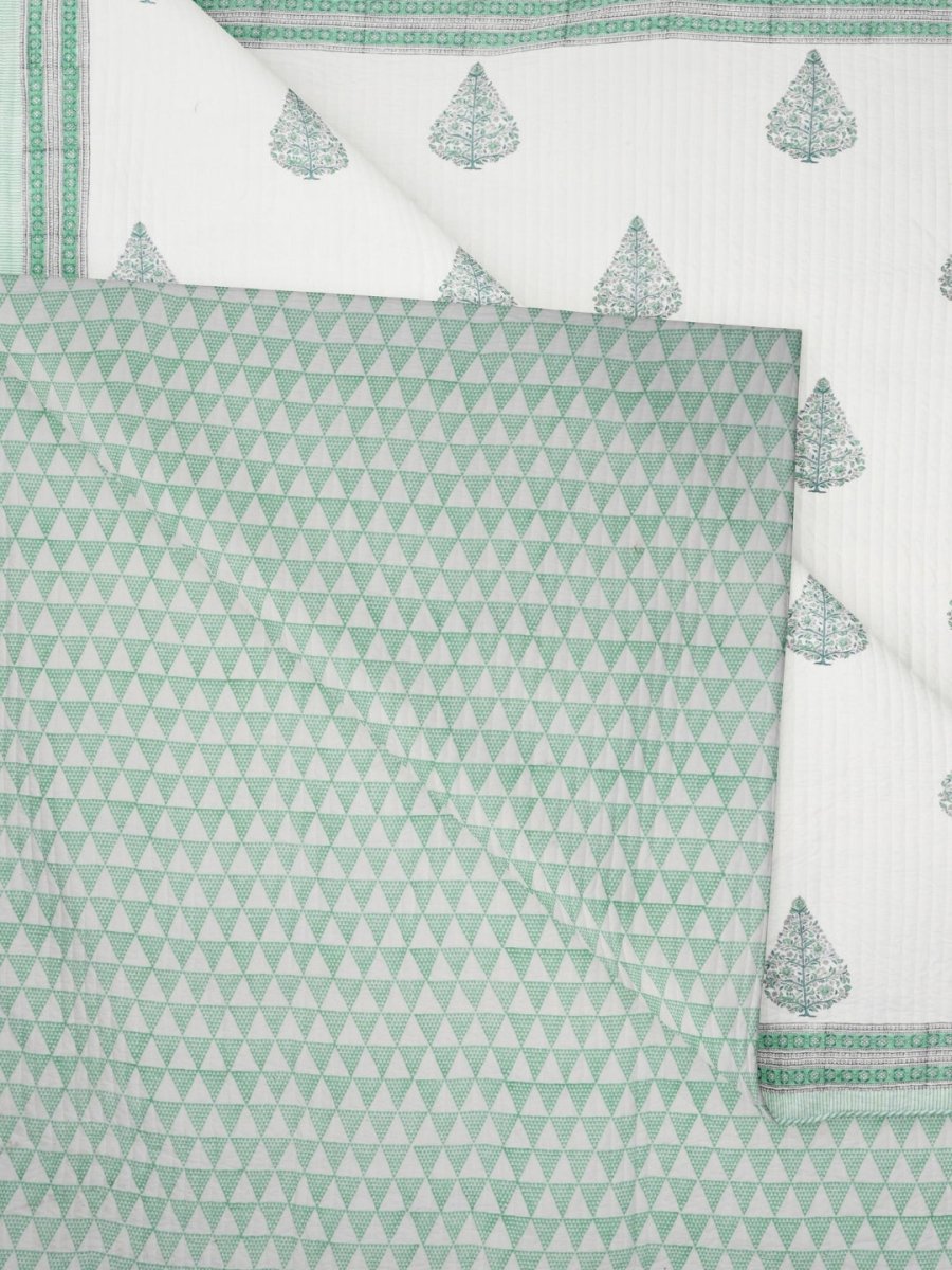 Quilted Reversible Double Bedcover | King Size | Blockprinted