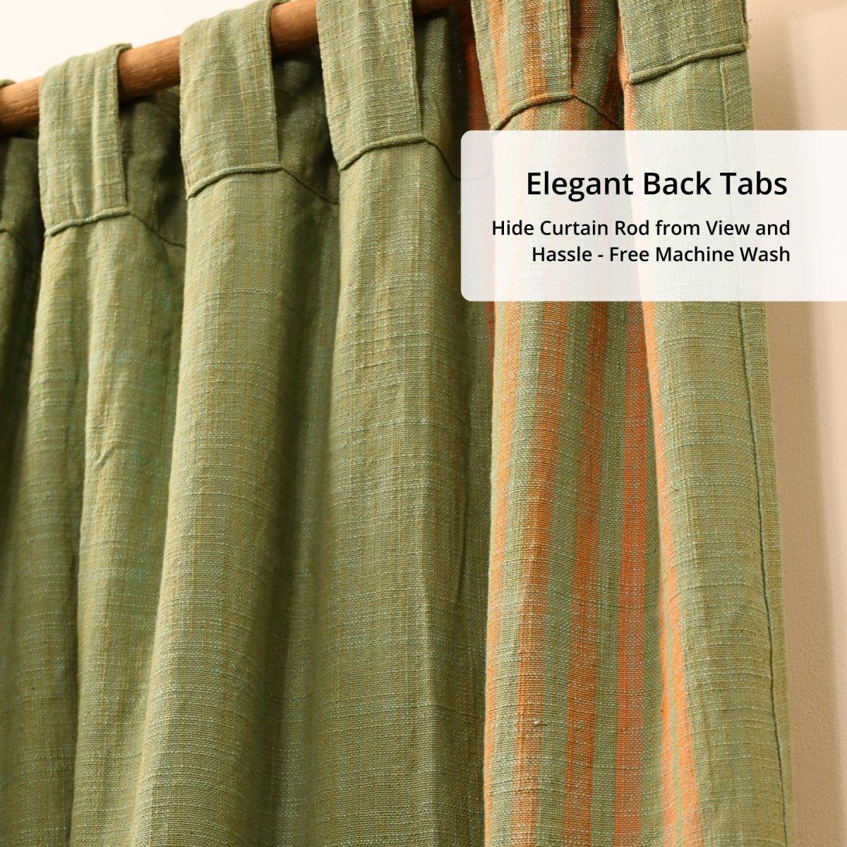 Pure Cotton Semi Blackout Curtains in Sage and Teal colour with 60% light blocking | Best curtains for living room