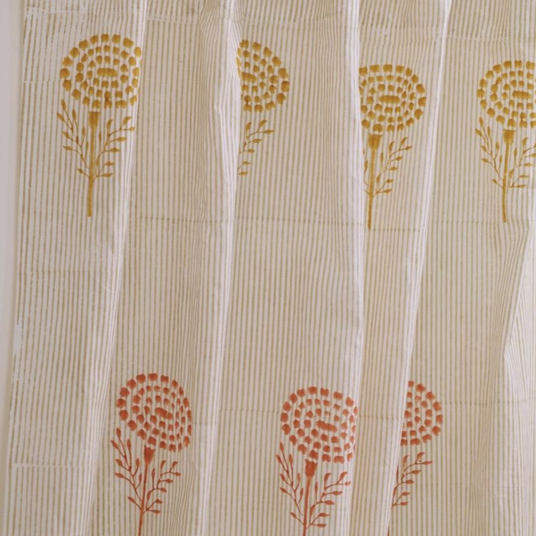 Pure Cotton Sheer and solid Curtains set in Sage, Rust, Mustard and Teal Colours, available in 5ft and 7ft