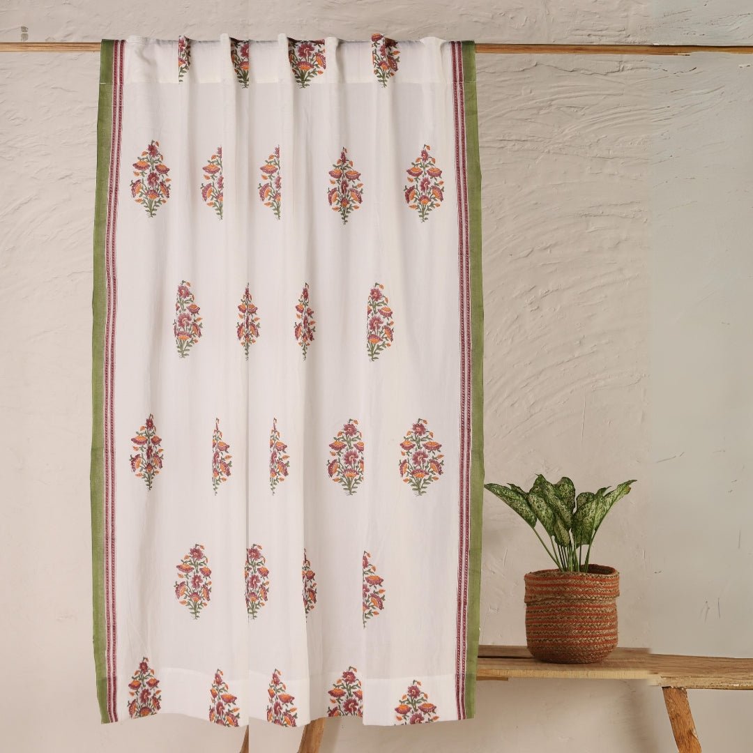 Pure Cotton Sheer Curtains in floral patterns, available in 5ft and 7ft