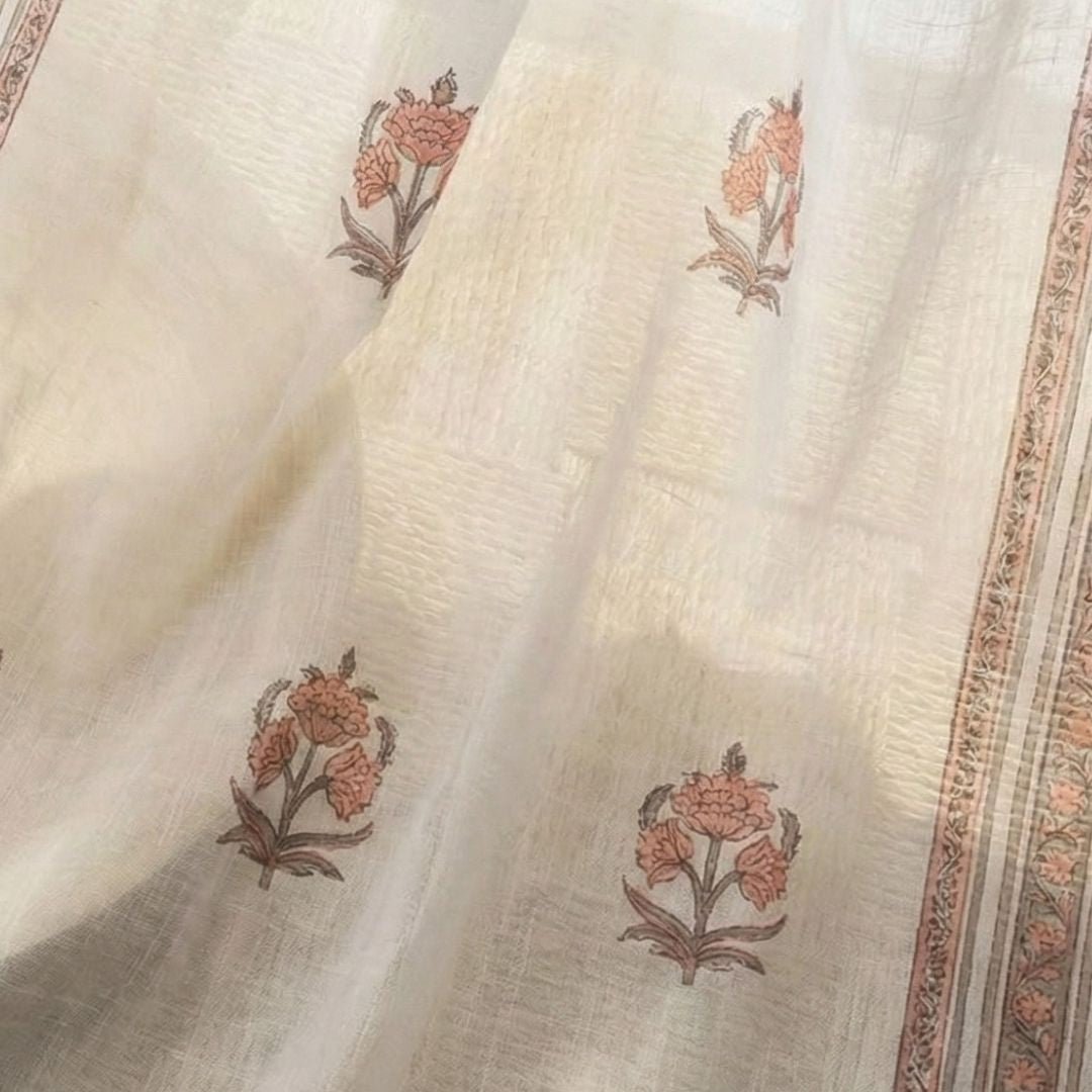 Pure Cotton Sheer Curtains Dusty Pink & Off White | Peepul Tree 5ft, 7ft and 8ft| Available in Set of 1 and 2