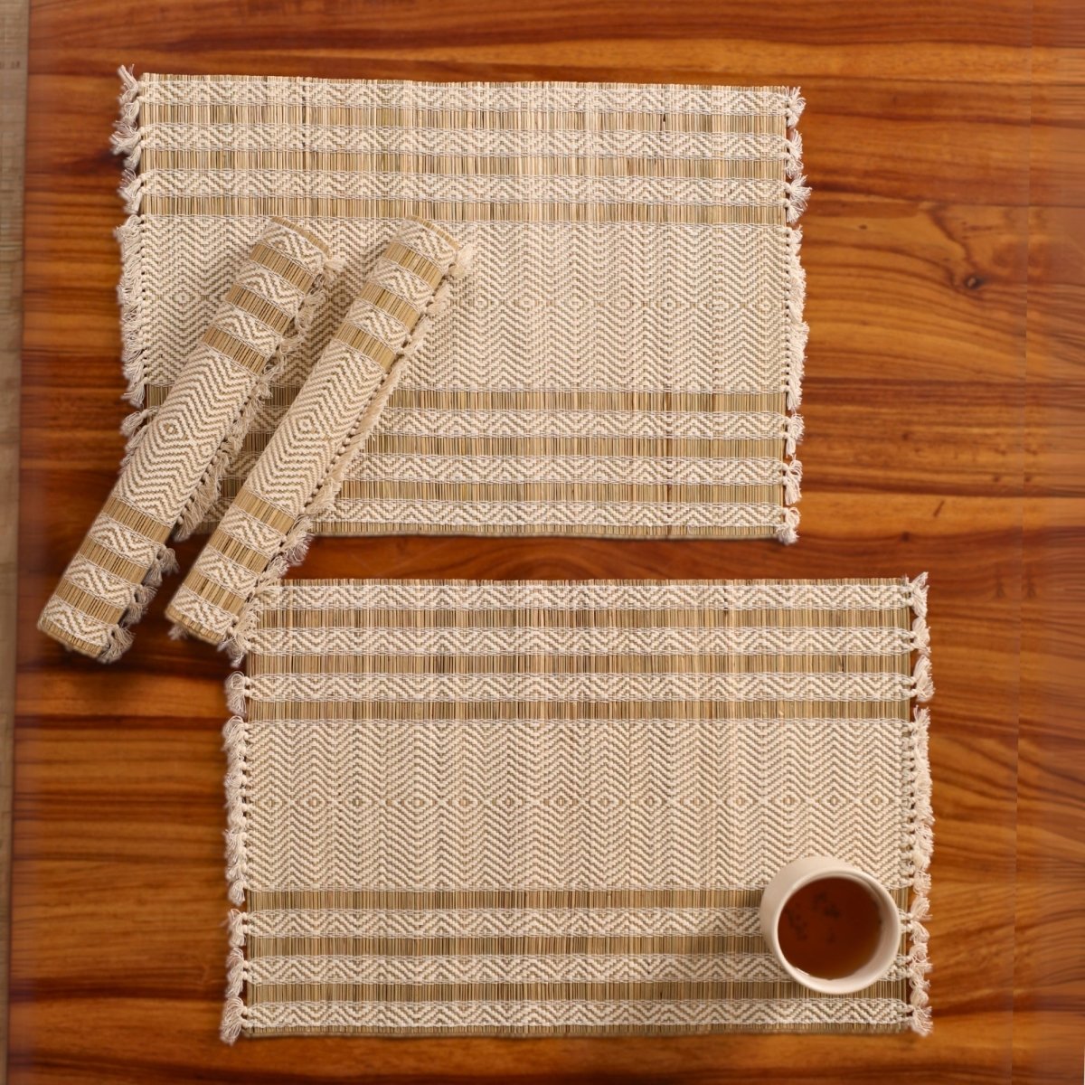 Cotton and Grass Table mats in Off White | Set of 4 and 6