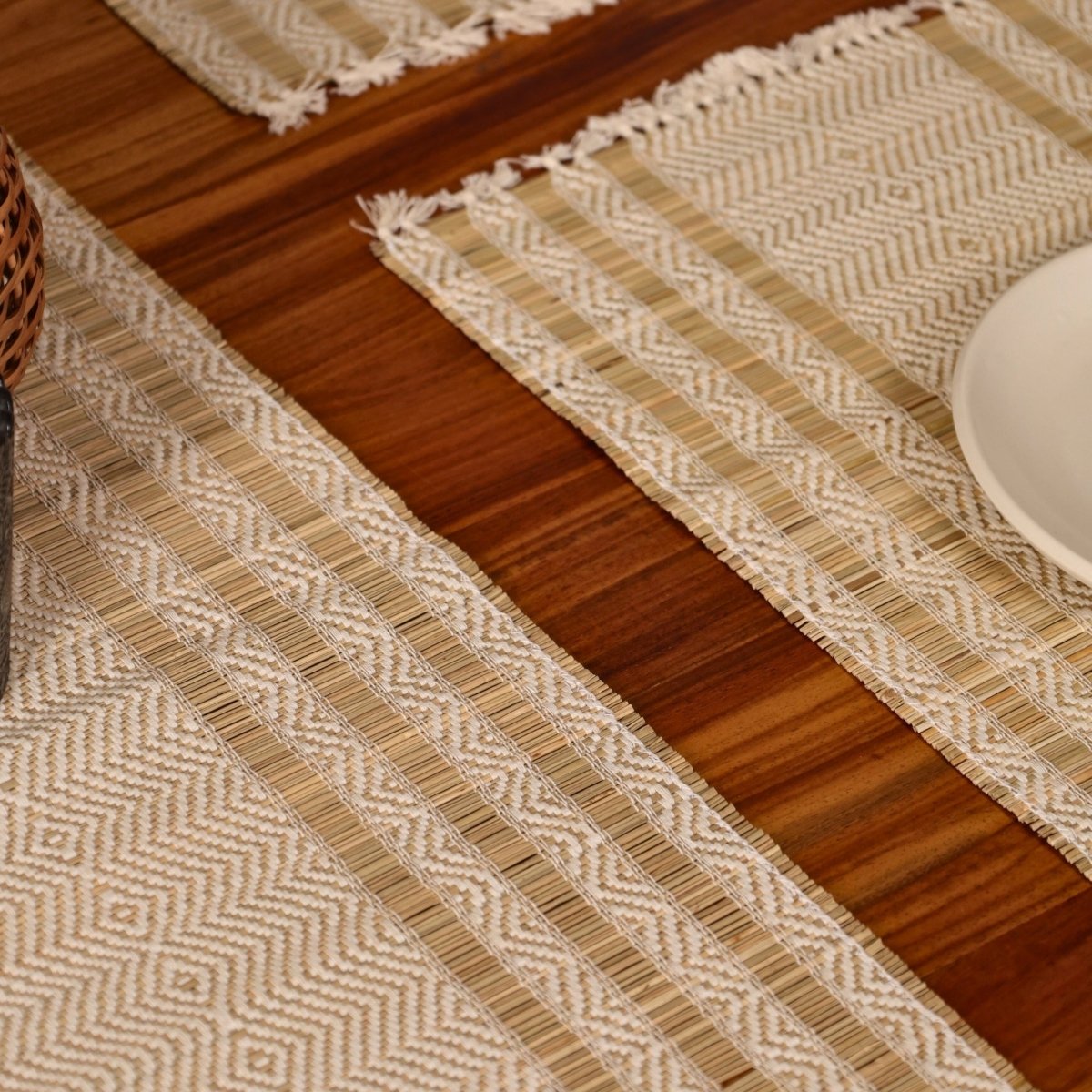 Cotton and Grass Table mats in Off White | Set of 4 and 6