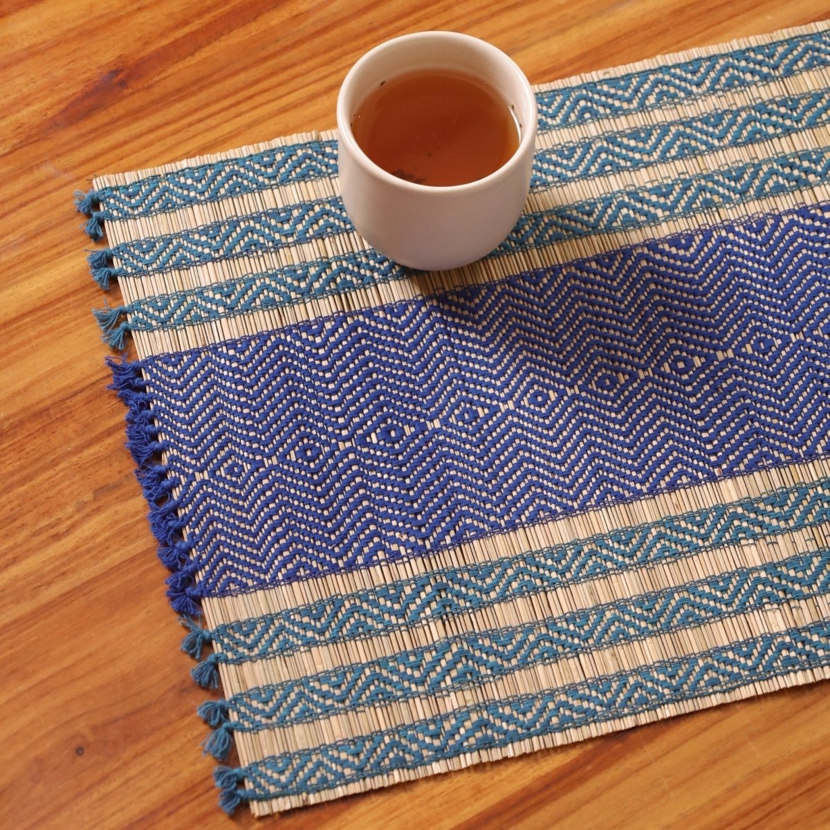 Cotton and Grass Table mats in Teal and Cobalt Blue | Set of 4 and 6