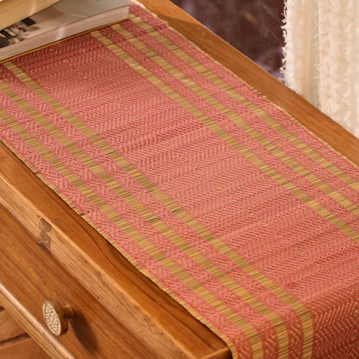 Cotton and Grass Table runner in Blush Pink and Beige | 4 and 6 Seater