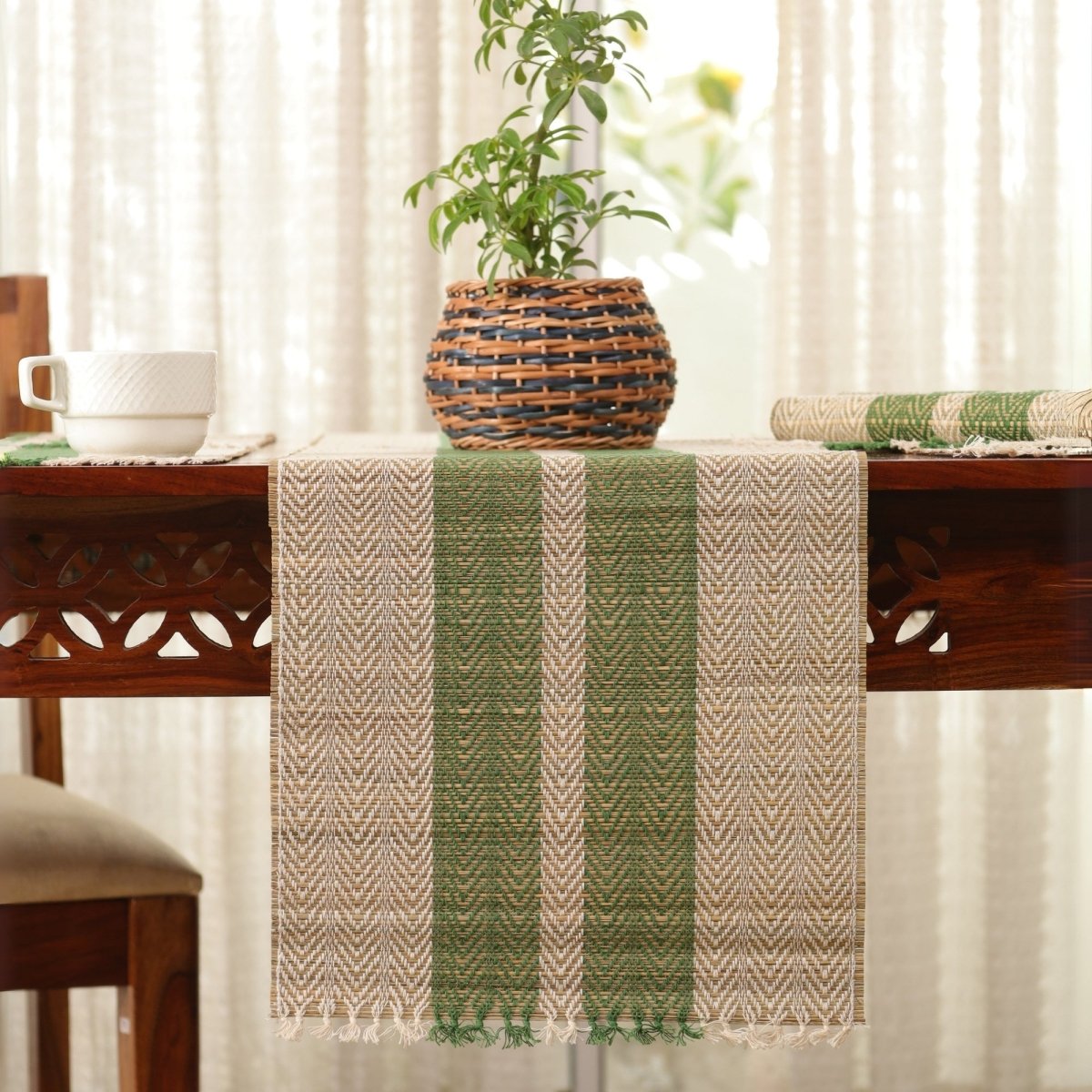 Table Runners Handmade with Grass and Cotton 6 Seater Runner 12 X 72 inches