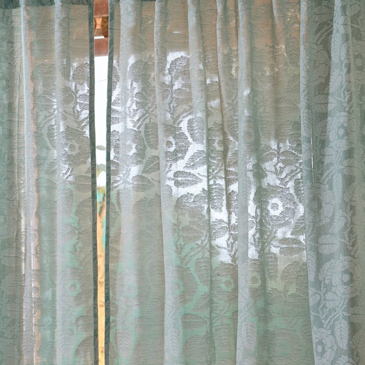 Teal Semi-Transparent Curtain for Door Length 7ft Marigold Collection