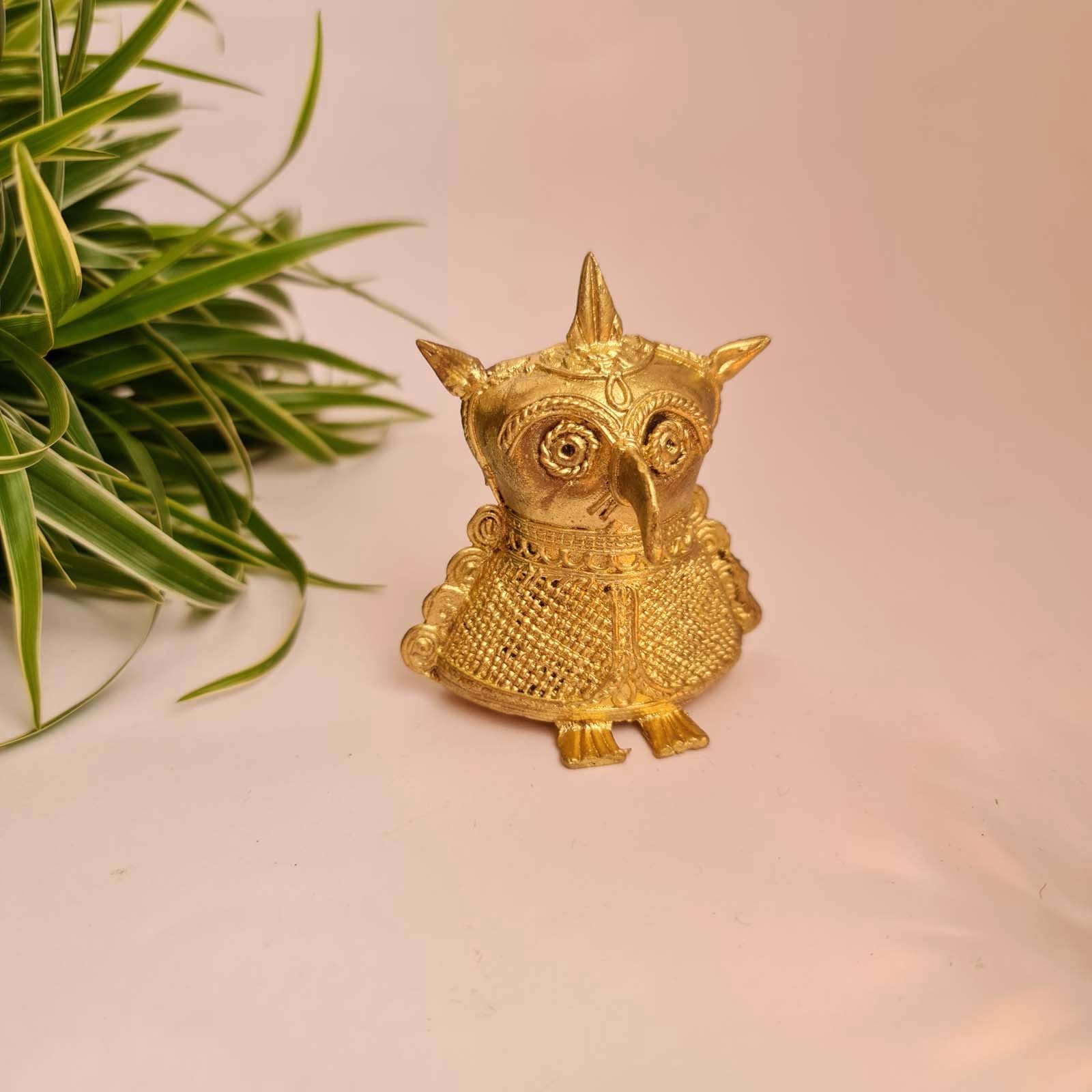 Handcrafted Dhokra Brass Owl Showpiece | Tribal Indian Home Decor