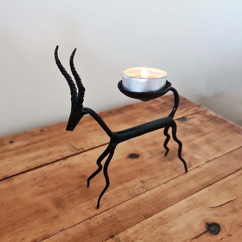 Bastar Handmade Wrought Iron Deer Tealight Holder (Set of 2)