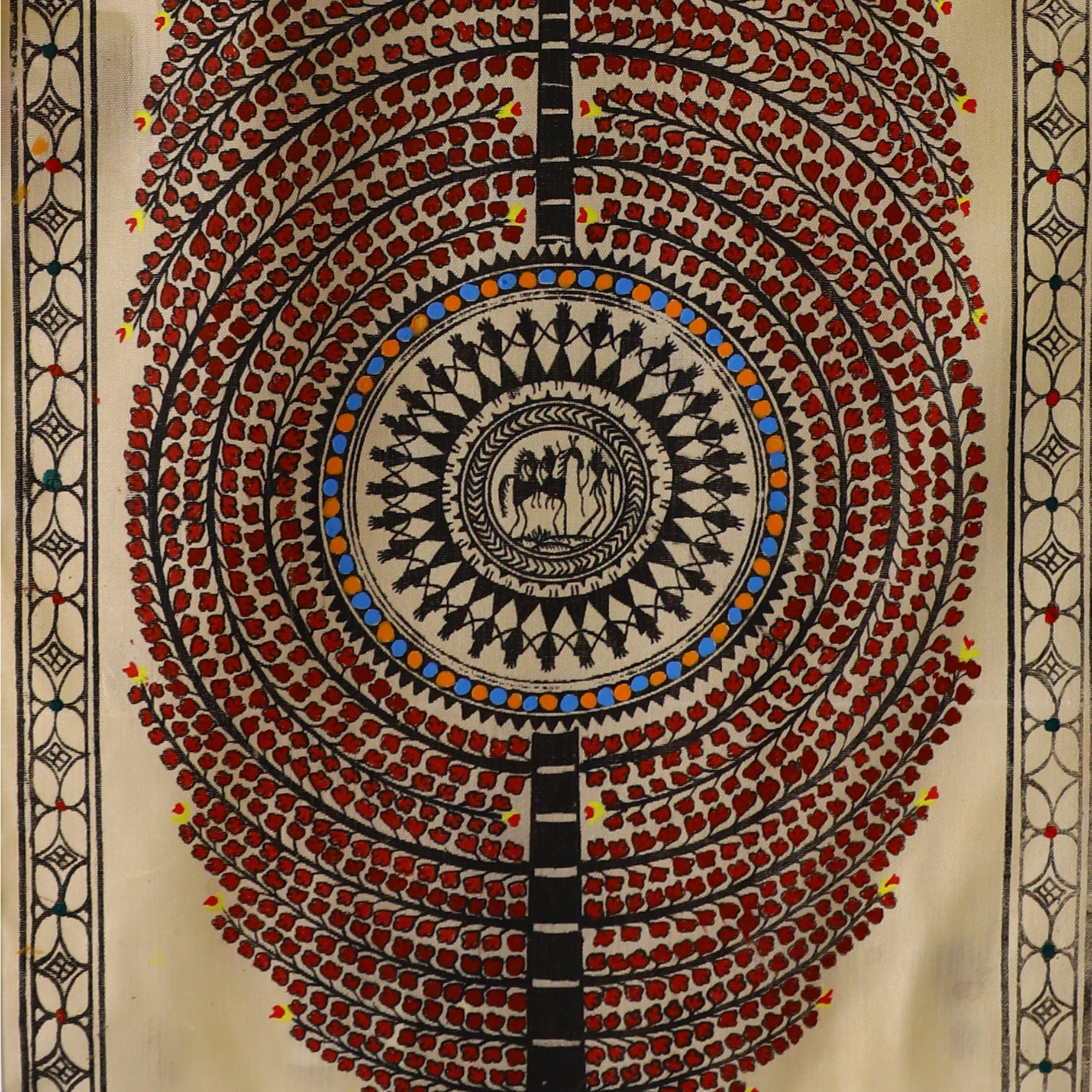Traditional Mahogany Tussar Pattachitra art - Handcrafted