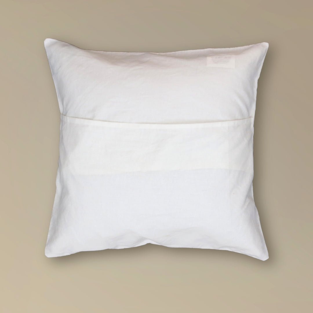 Applique Cotton Cushion Cover in White | 16x16 in | Set of 1,2 and 4