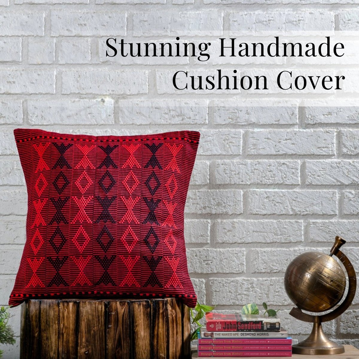 Cotton Cushion Cover Handwoven in a Arrowhead Pattern | 18 x 18 inches