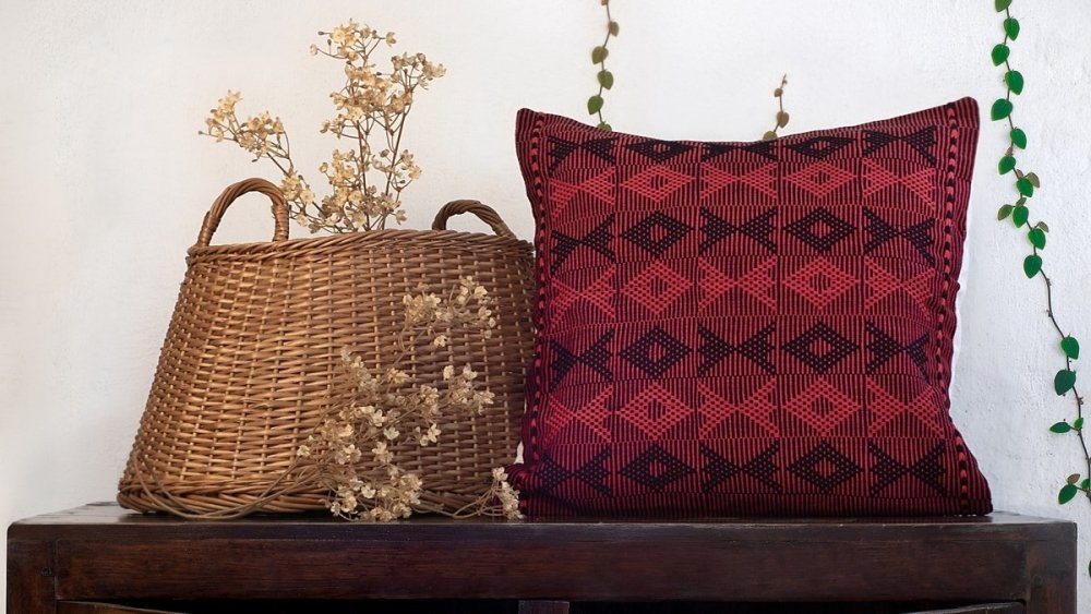 Cotton Cushion cover in Black and Red with Tribal Motifs