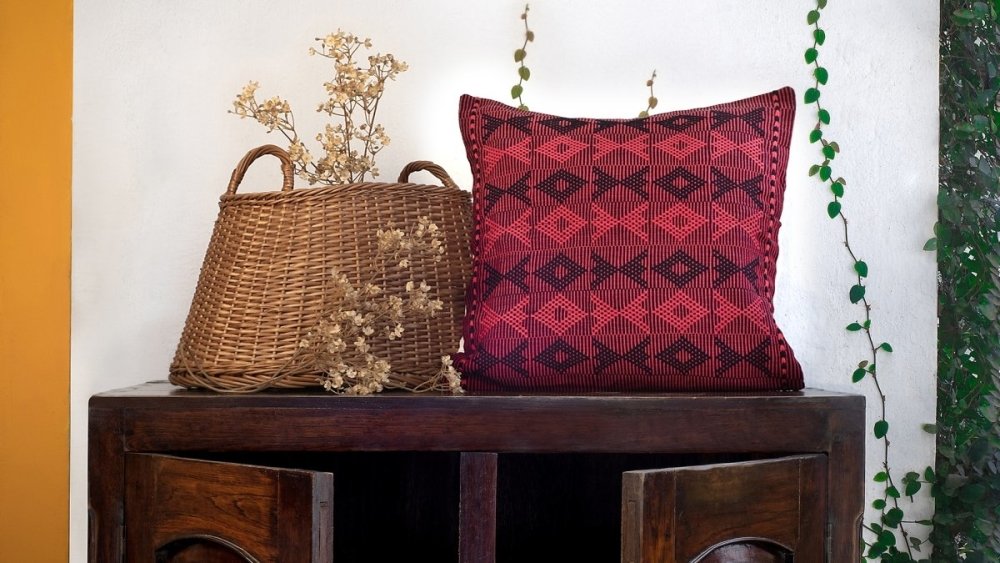 Cotton Cushion cover in Black and Red with Tribal Motifs