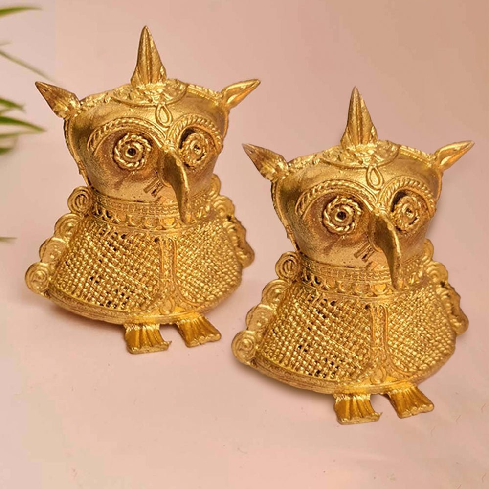 Handcrafted Dhokra Brass Owl Showpiece | Tribal Indian Home Decor
