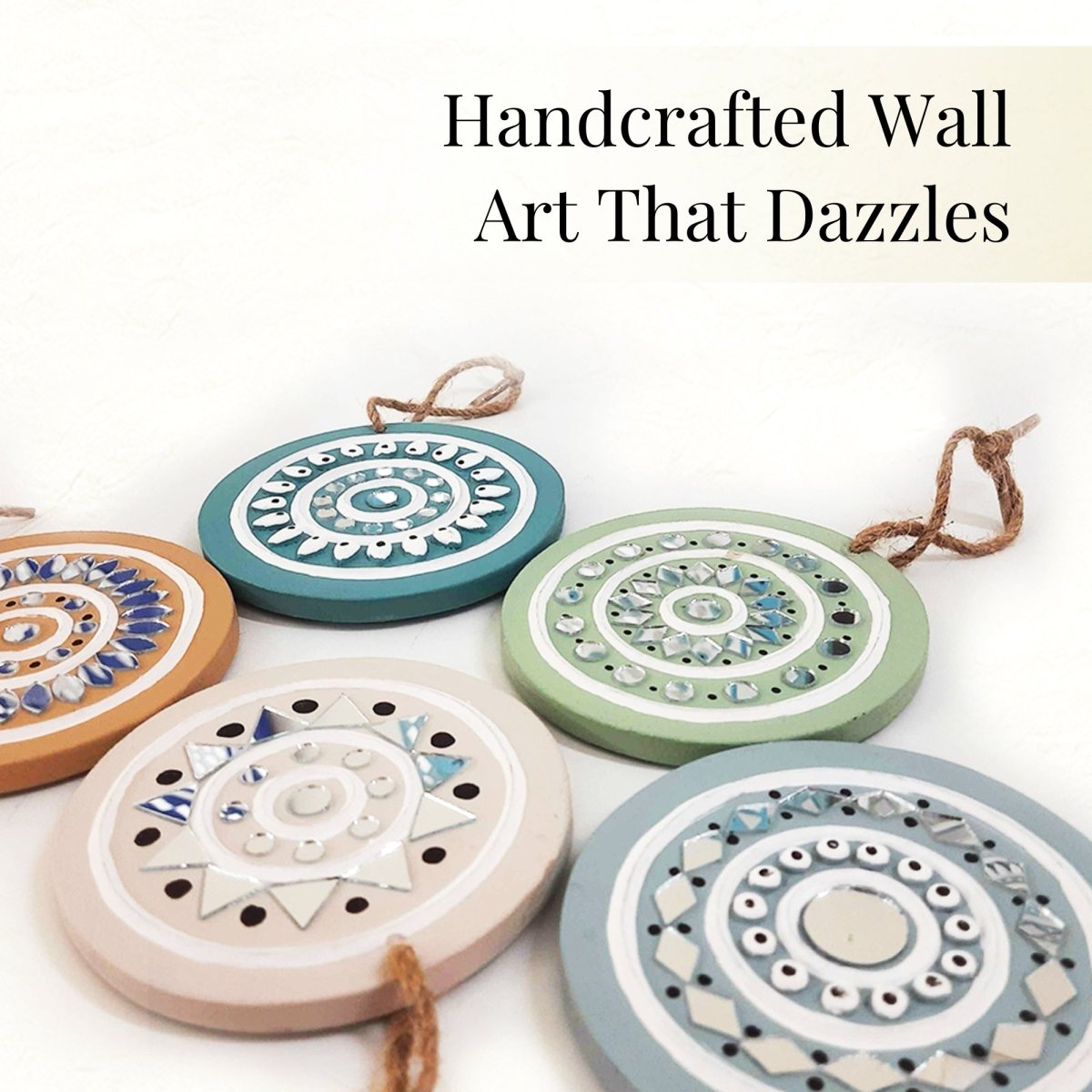 Earthen Sparkle Handmade Mud Art Hanging Ornaments (Set of 5)