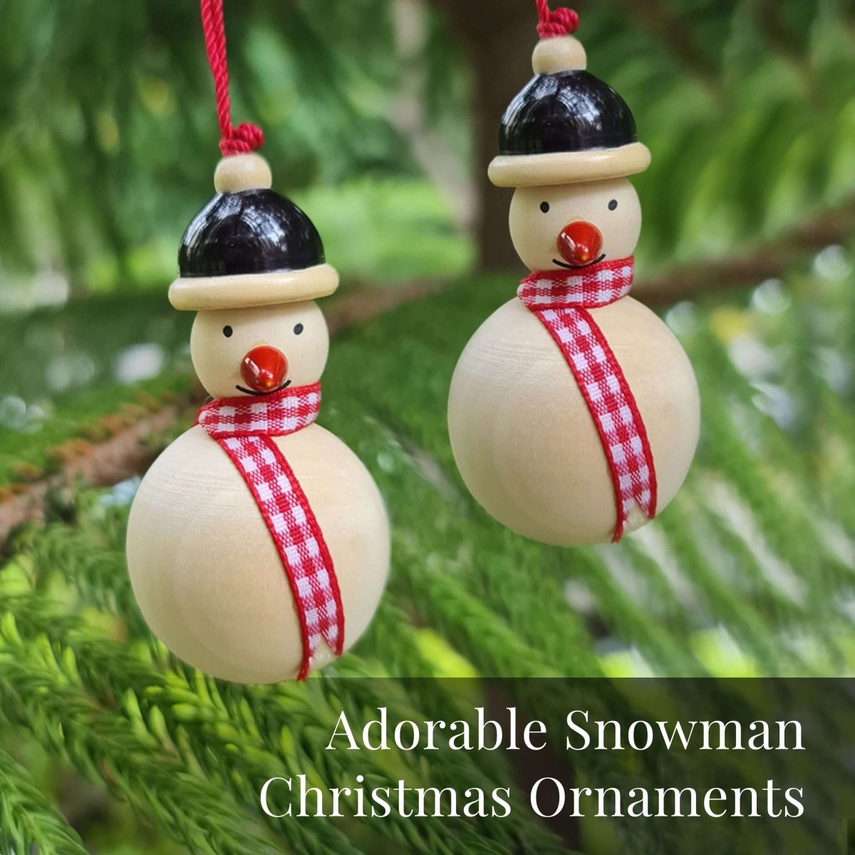 Handmade All Natural Wooden Snowman Decorative Ornaments()