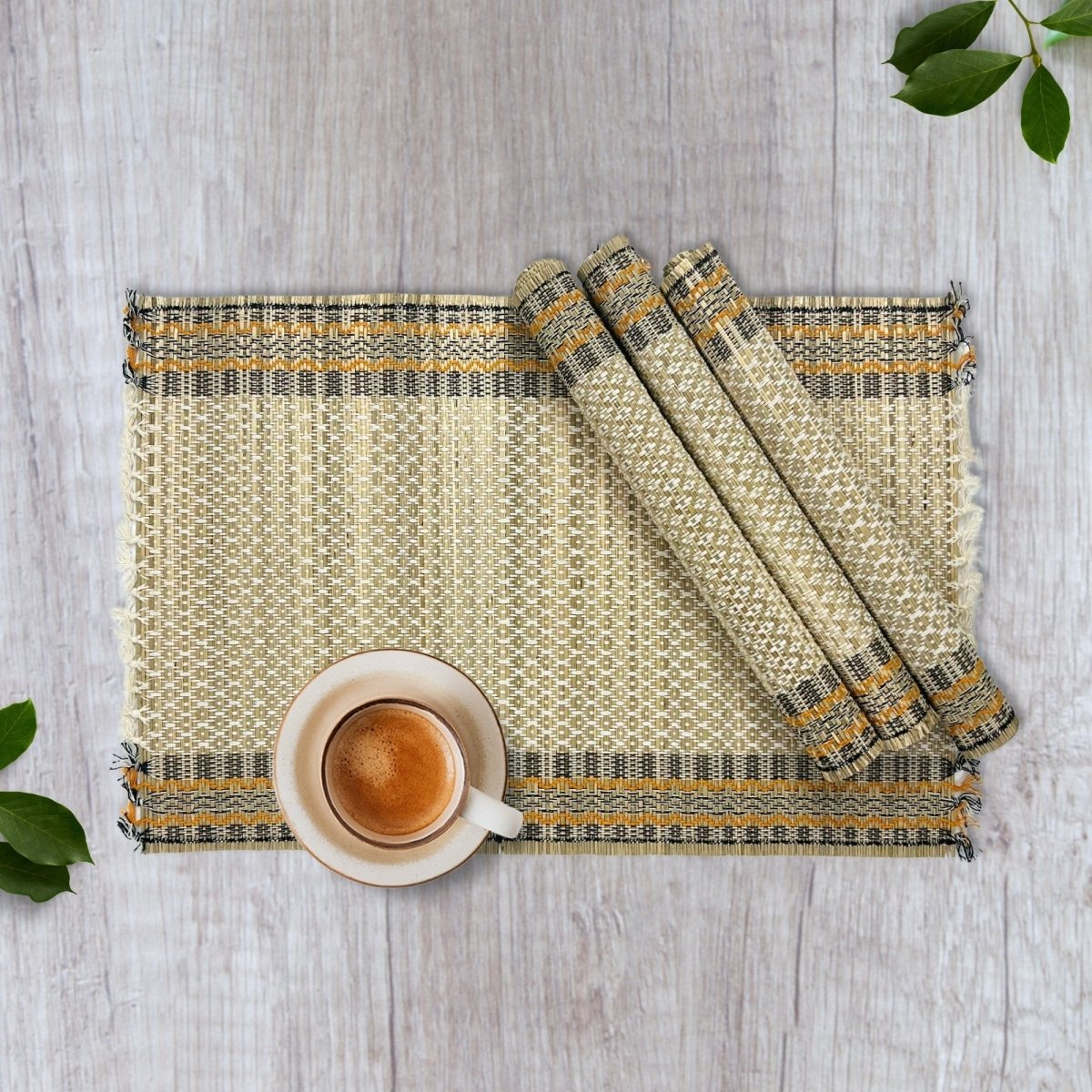 Cotton and Grass Table mats in Beige | Set of 2, 4 and 6
