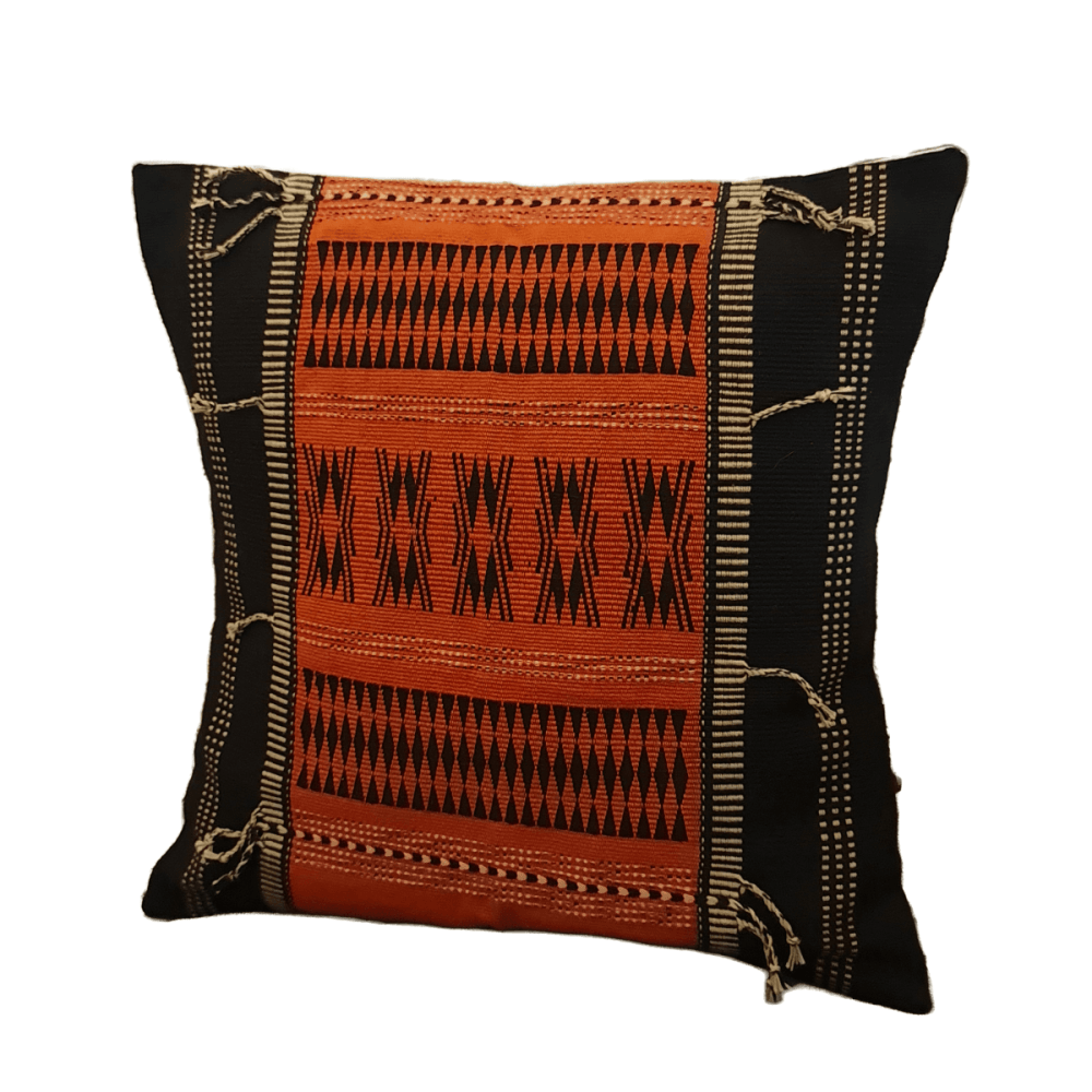 Tangerine Tasseled Handwoven Cushion Cover