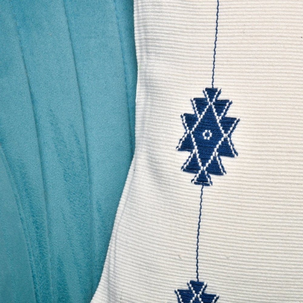Blue on White Floral Handwoven Cushion Cover