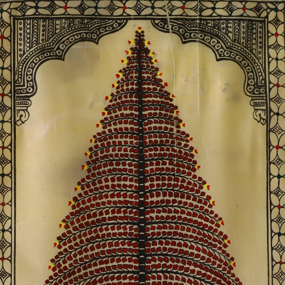 Traditional Mahogany Tussar Pattachitra art - Handcrafted