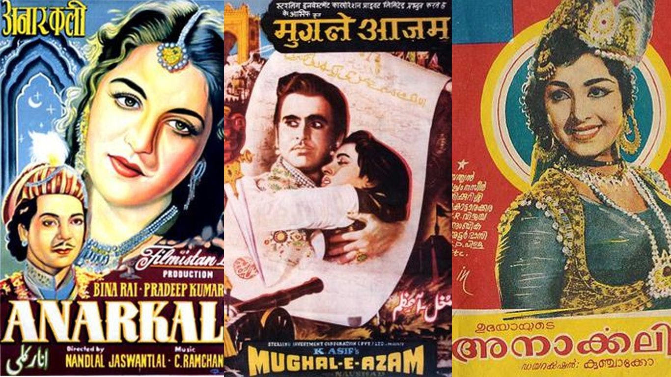 Various film posters portraying Anarkali