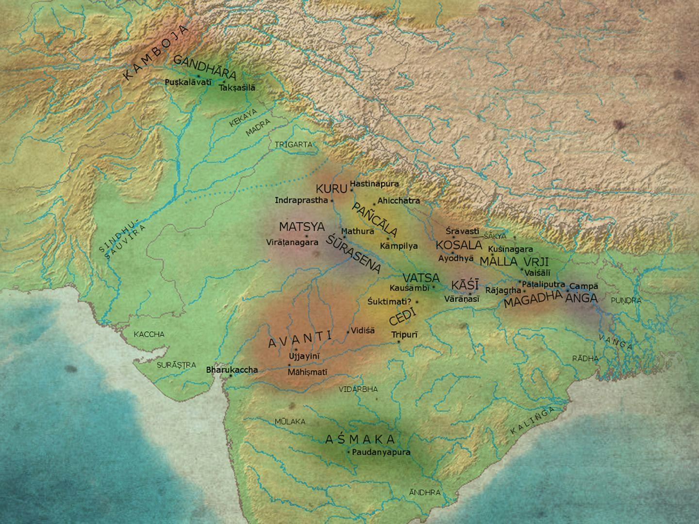 The sixteen Mahajanapadas c. 500 BCE