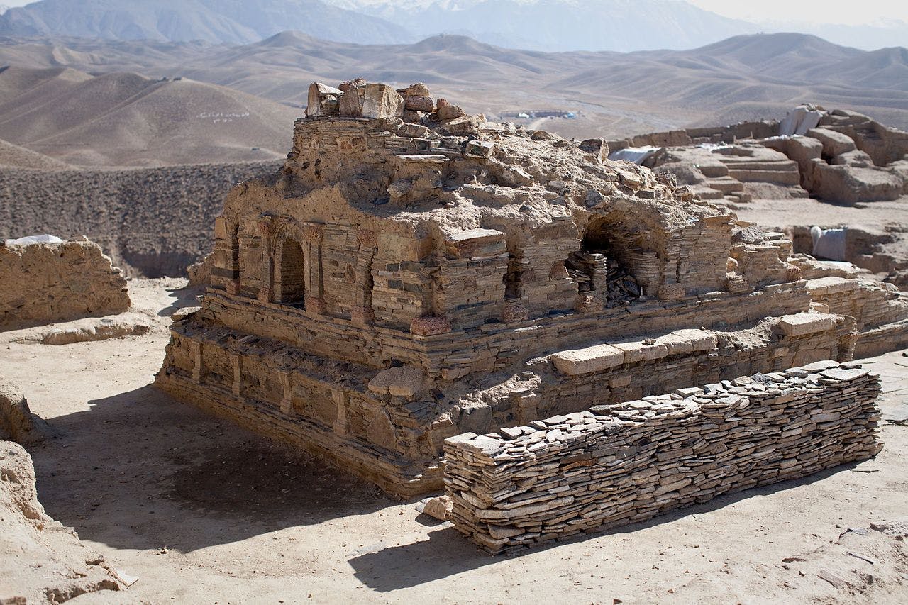A recently excavated Buddhist stupa, or shrine, at Mes Aynak