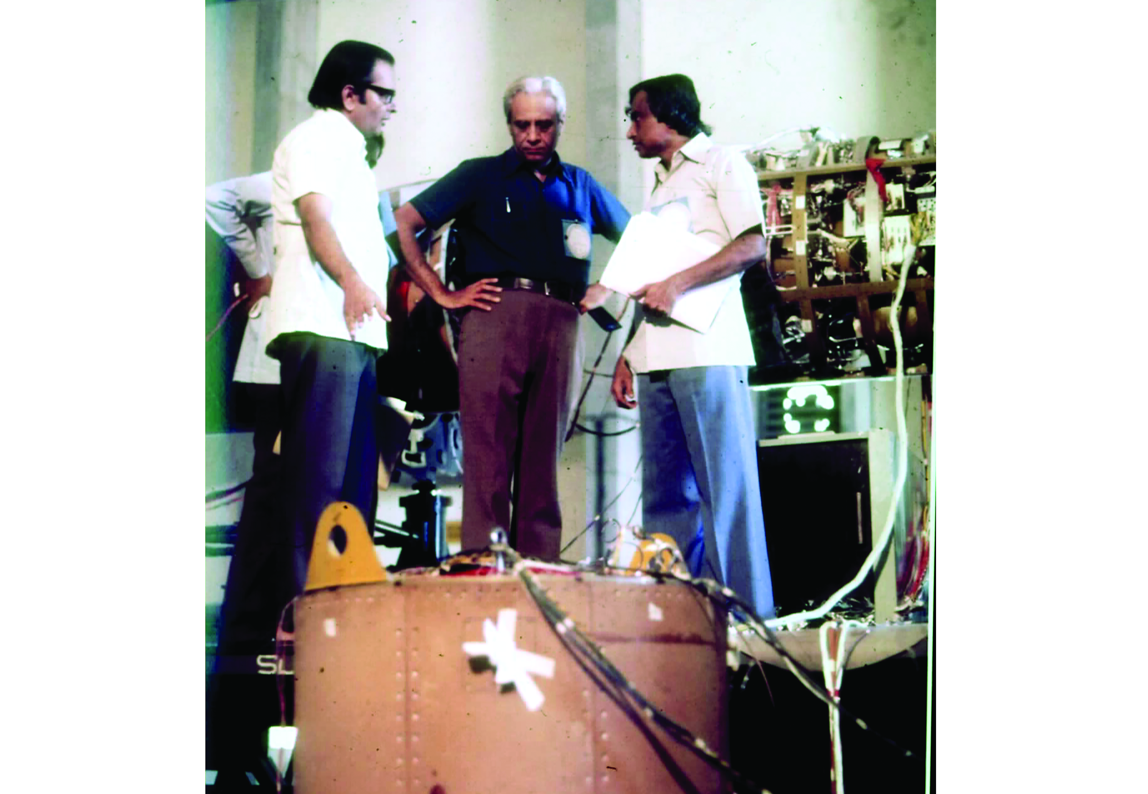 During integration of the SLV-3 in Sriharikota. Satish Dhawan flanked by S Srinivasan (left) and APJ Abdul Kalam