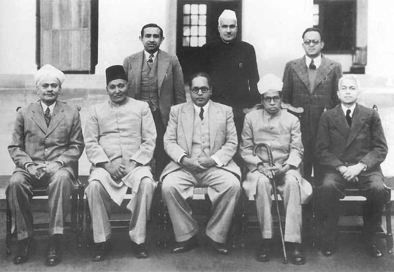 Drafting Committee of the Indian constitution, with Sir Syed Muhammad Saadullah (in black cap)