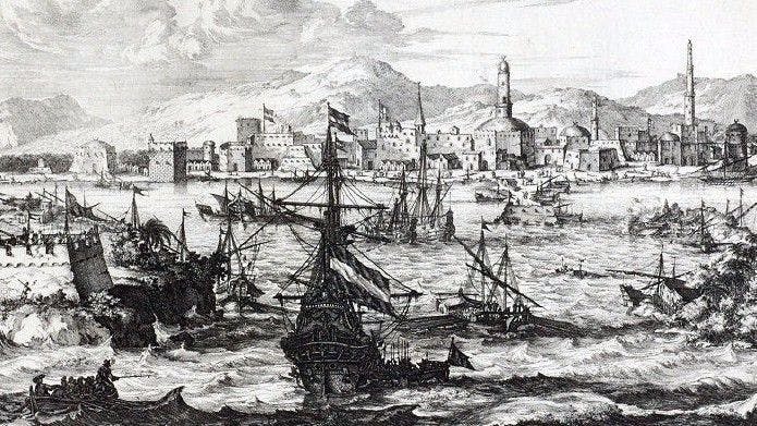 The port of Mocha, Yemen in 1680 CE