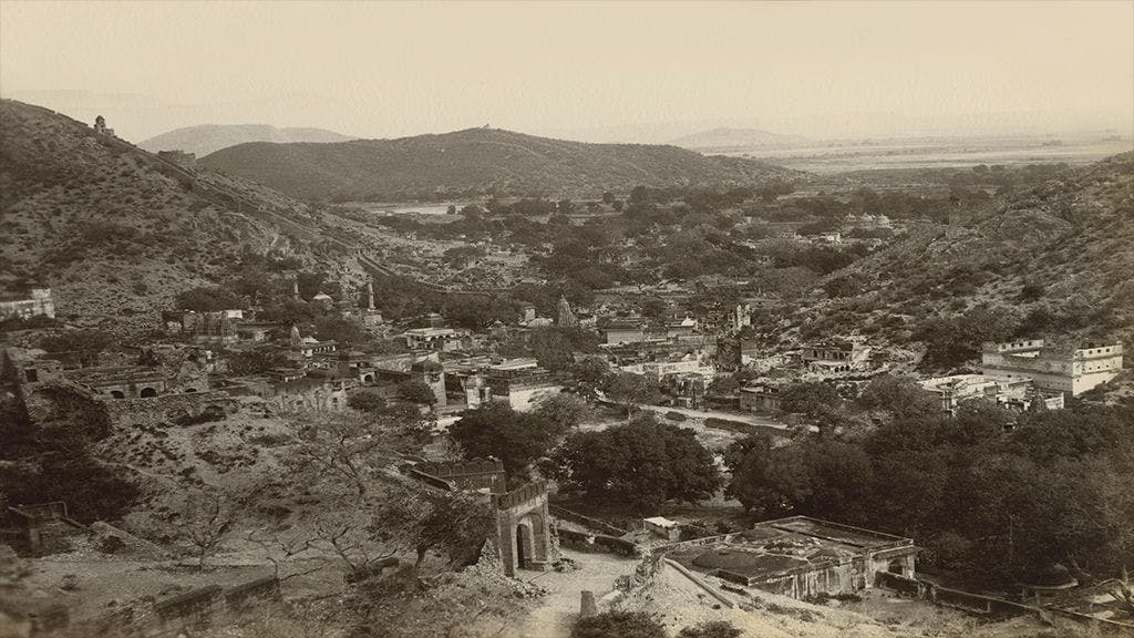 View of Jaipur from the Fort of Amber circa 1885
