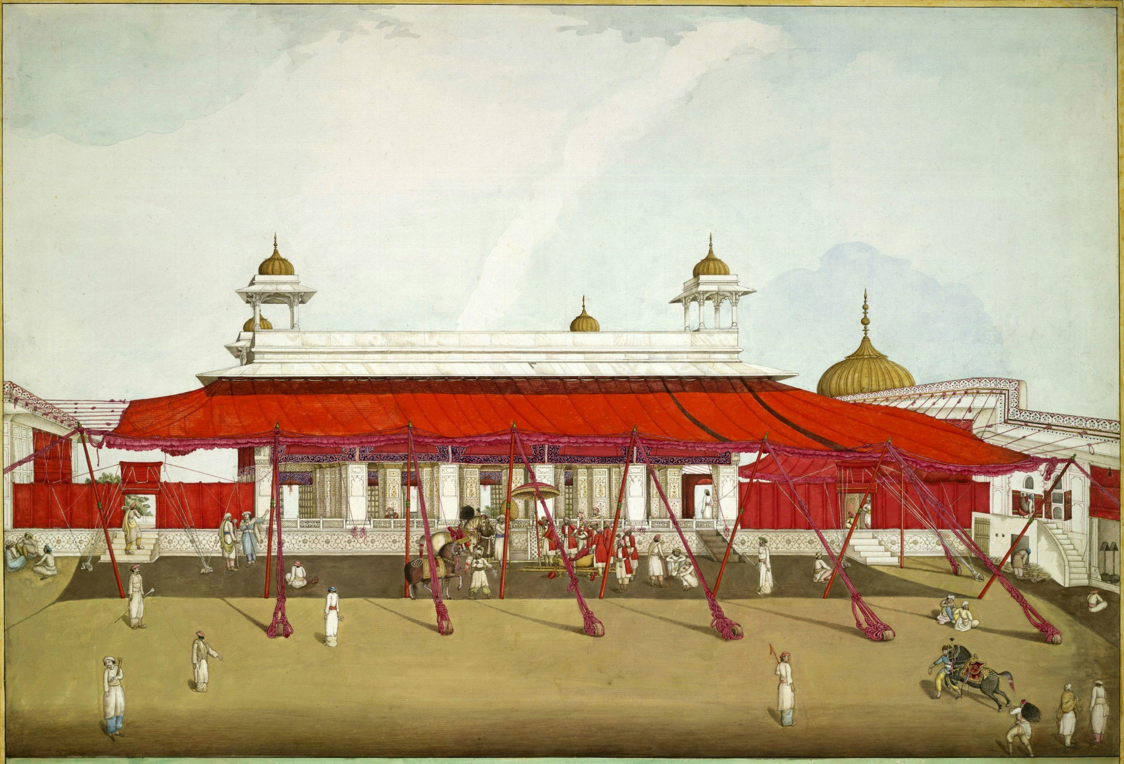 Diwan-i-Khas with shamianas, painting by Ghulam Ali Khan