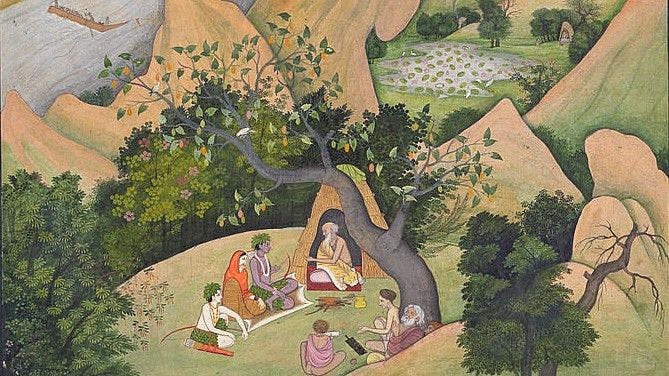 Kangra painting depicting a scene from Ramayana