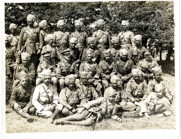 Officers of the Jodhpur Lancers serving in France, 1915