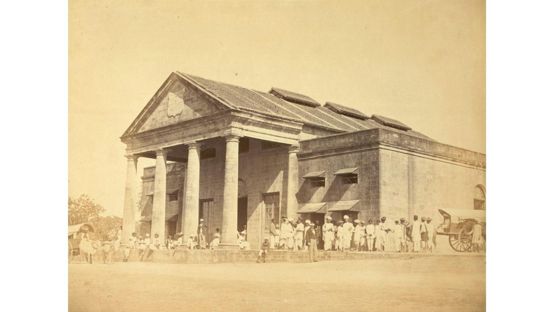 General exterior view of the Free Church of Scotland Mission School, Nagpur 1870s 