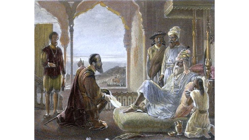Painting of Vasco da Gama at the court of the Zamorin