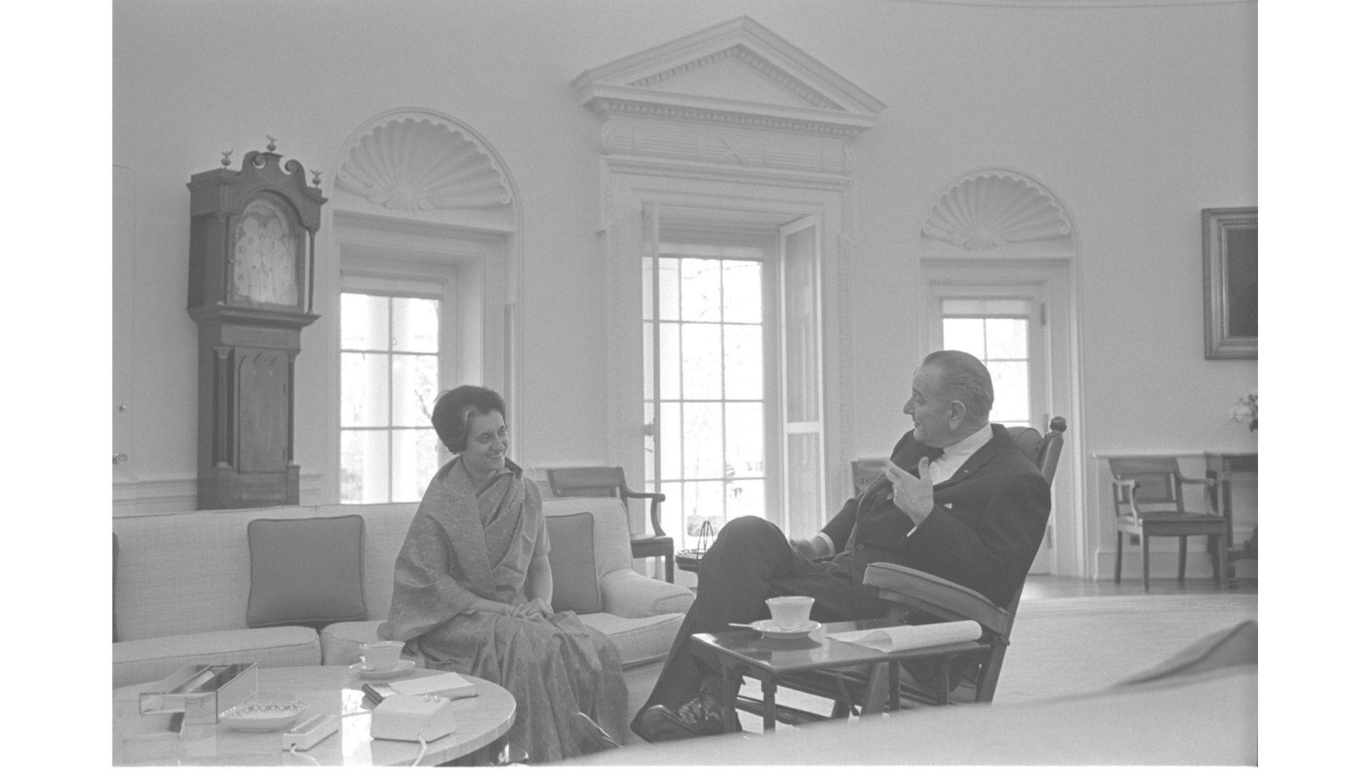 Indira Gandhi and US President Lyndon Johnson at the White House | Wikimedia Commons