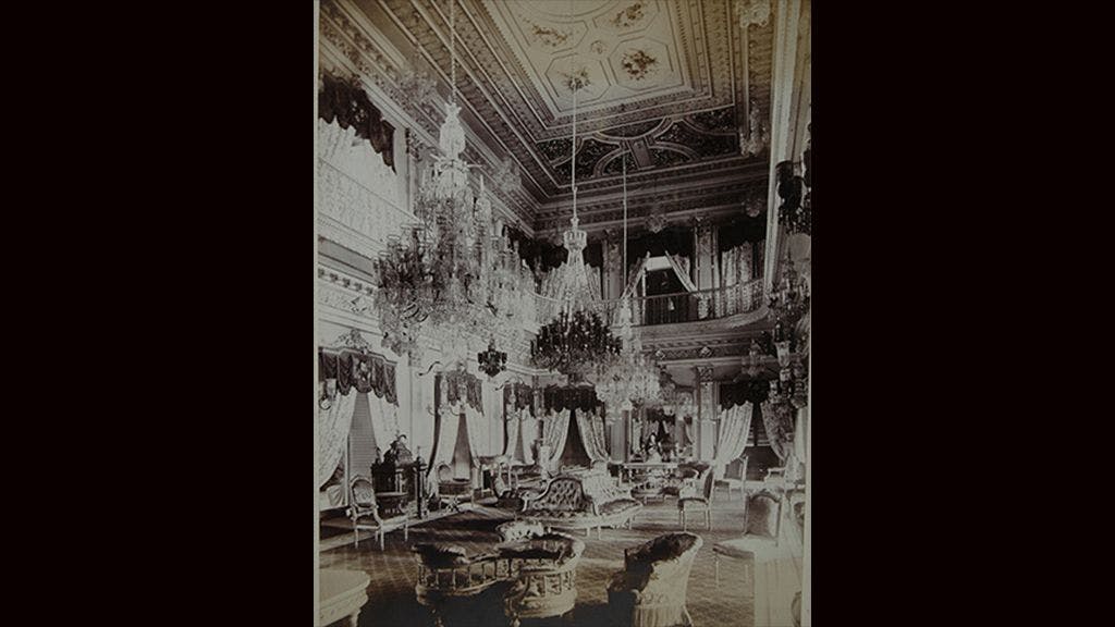 Interior of the Afzal Mahal Palace, Hyderabad