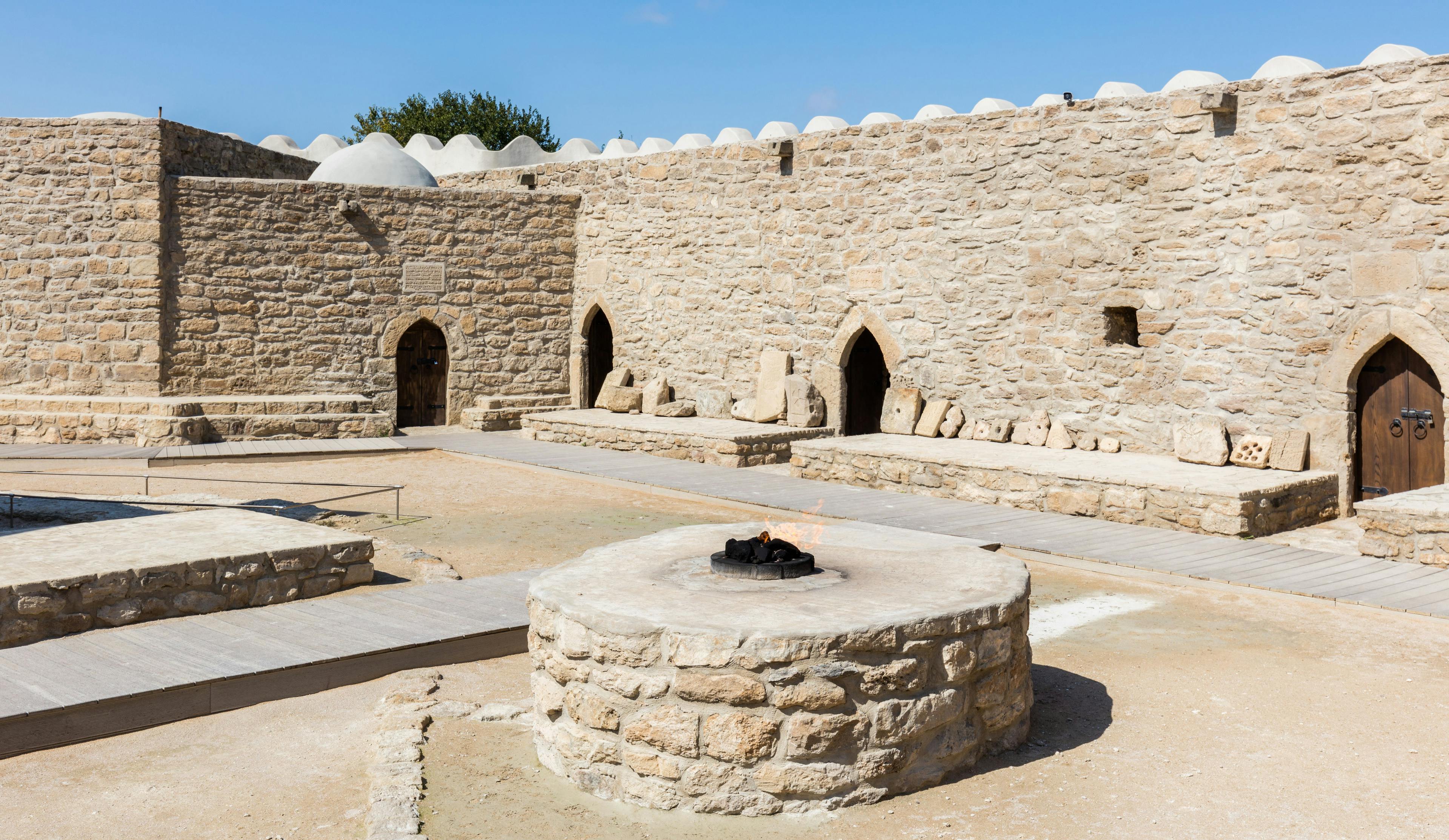 The sacred flame inside the Fire Temple at Baku