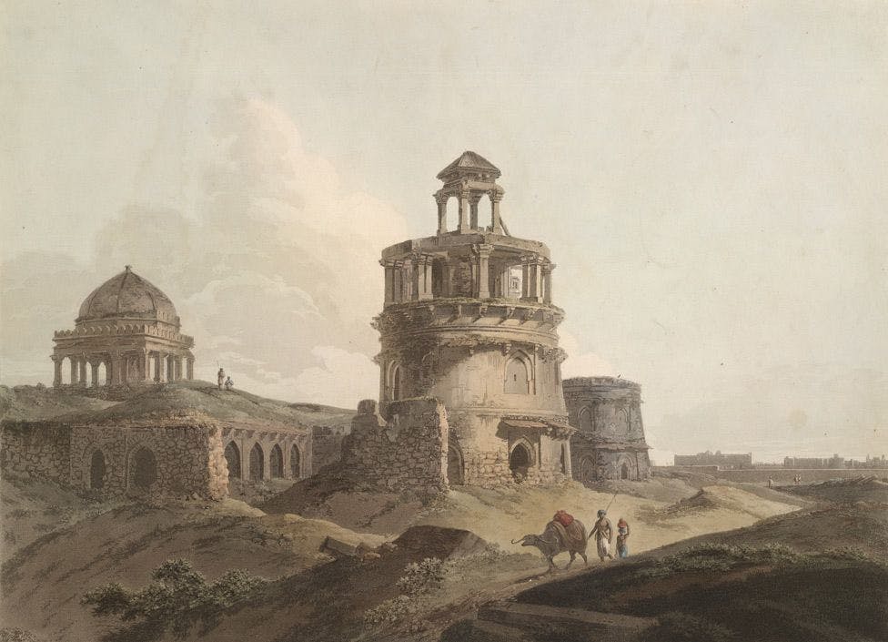 Remains of buildings at Feroze Shah Kotla, Delhi, 1795
