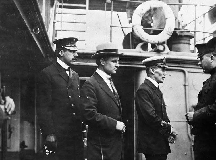 Inspector Reid, H.H. Stevens and Walter Hose on board Komagata Maru, 1914