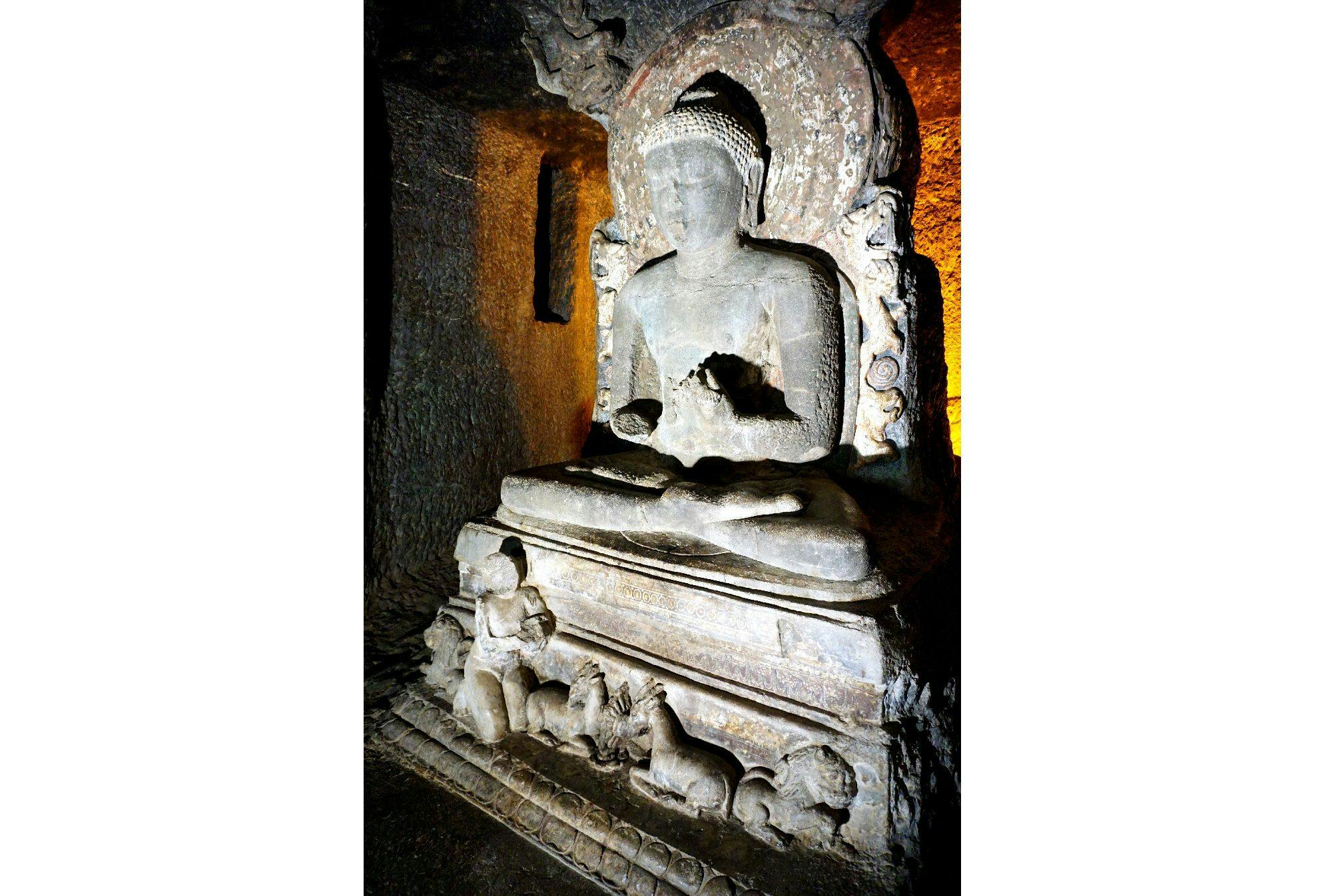 Buddha with Sujata at the base, Ajanta cave no. 11