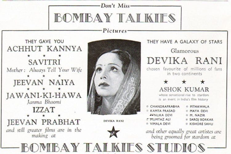 Early advertisment for Bombay Talkies