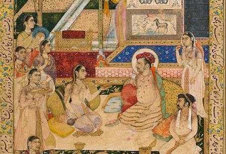 Jahangir and Prince Khurram with Nur Jahan, ca. 1624