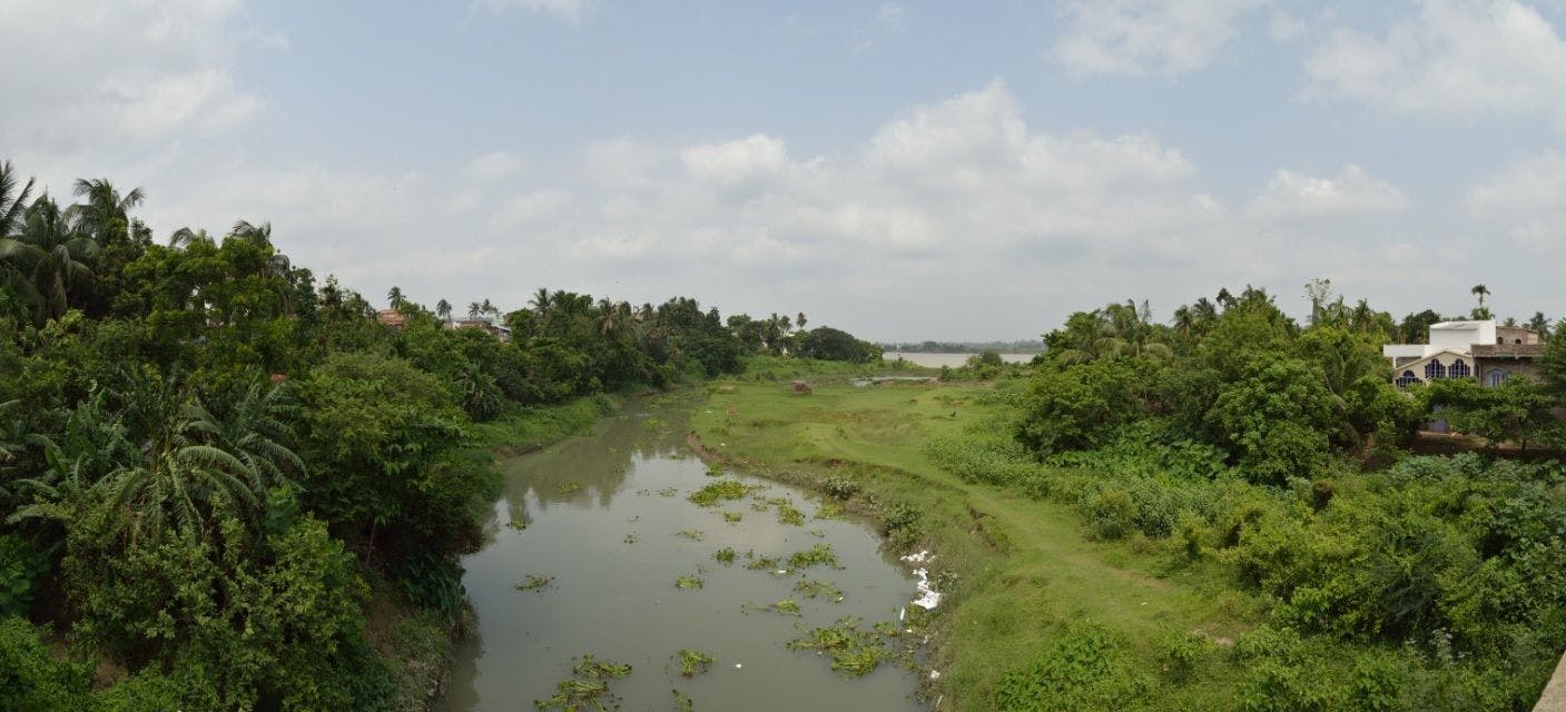Confluence of rivers Saraswati and Hooghly at Tribeni